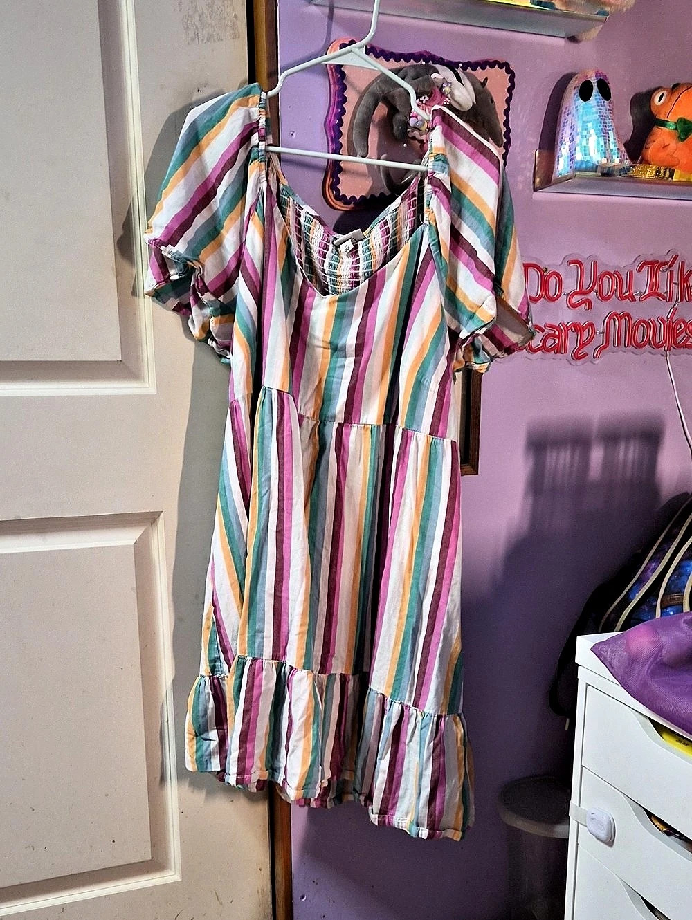 Ava & Viv Striped Ruffle Midi Dress